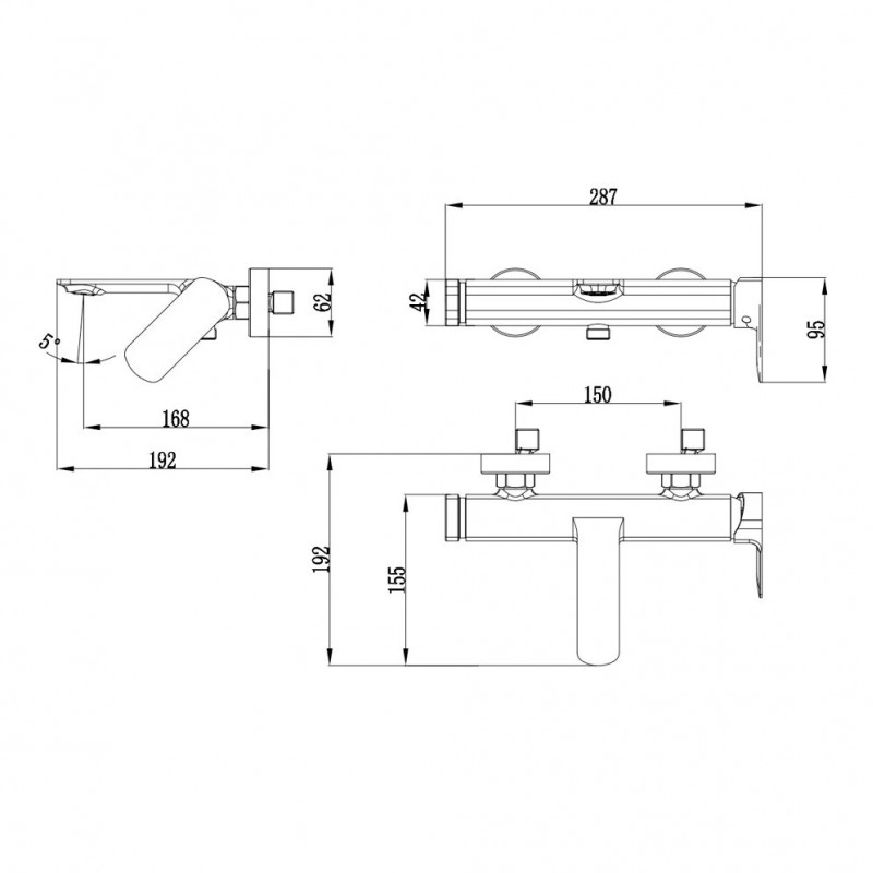 Смеситель для ванны с ручным душем металл AQUAme Monza AQM6312GM