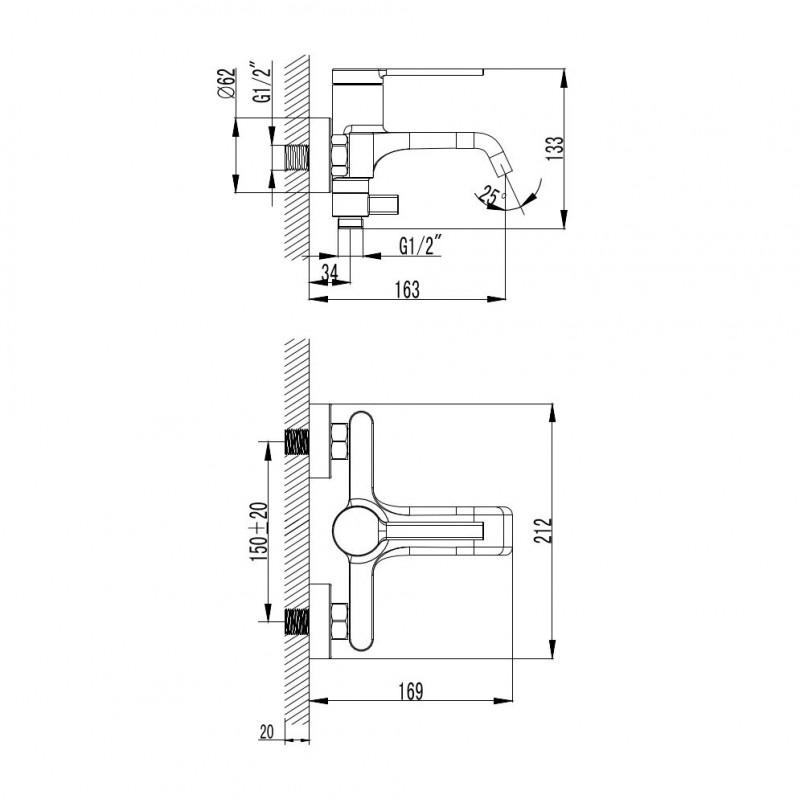 Смеситель для ванны с ручным душем хром AQUAme Asti AQM6412CR