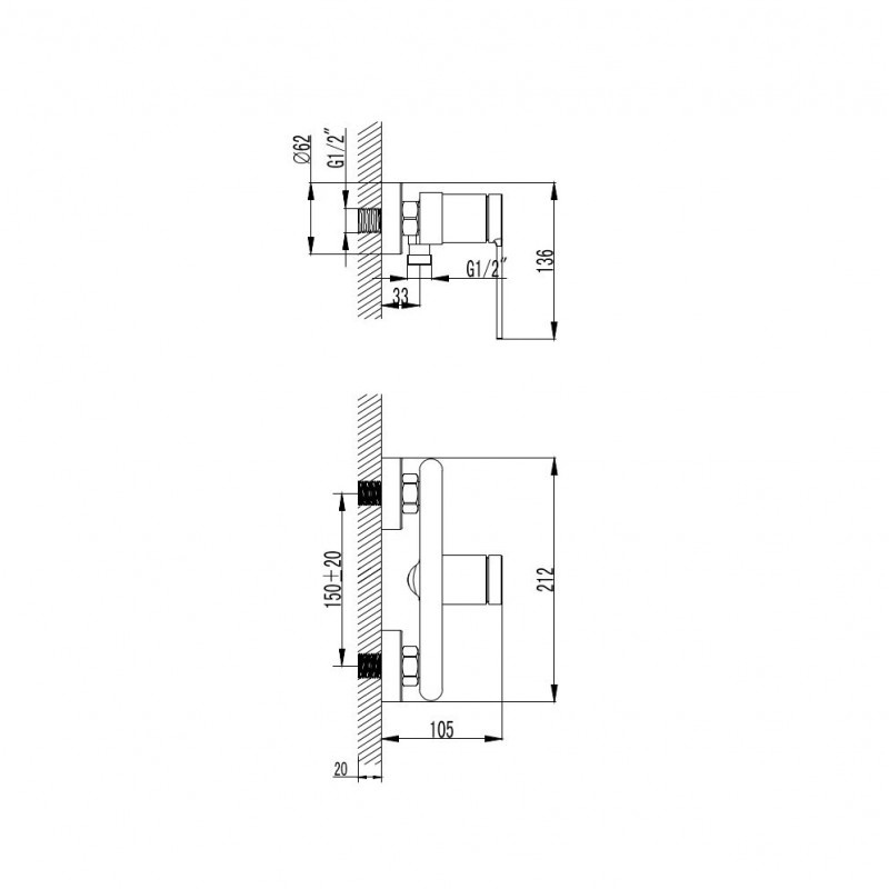 Смеситель для душа с гарнитуром хром AQUAme Asti AQM6413CR