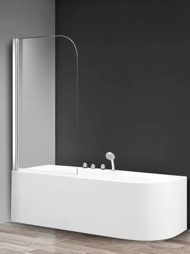 Душевая шторка на ванну 80х140см хром AQUAme AQM2851