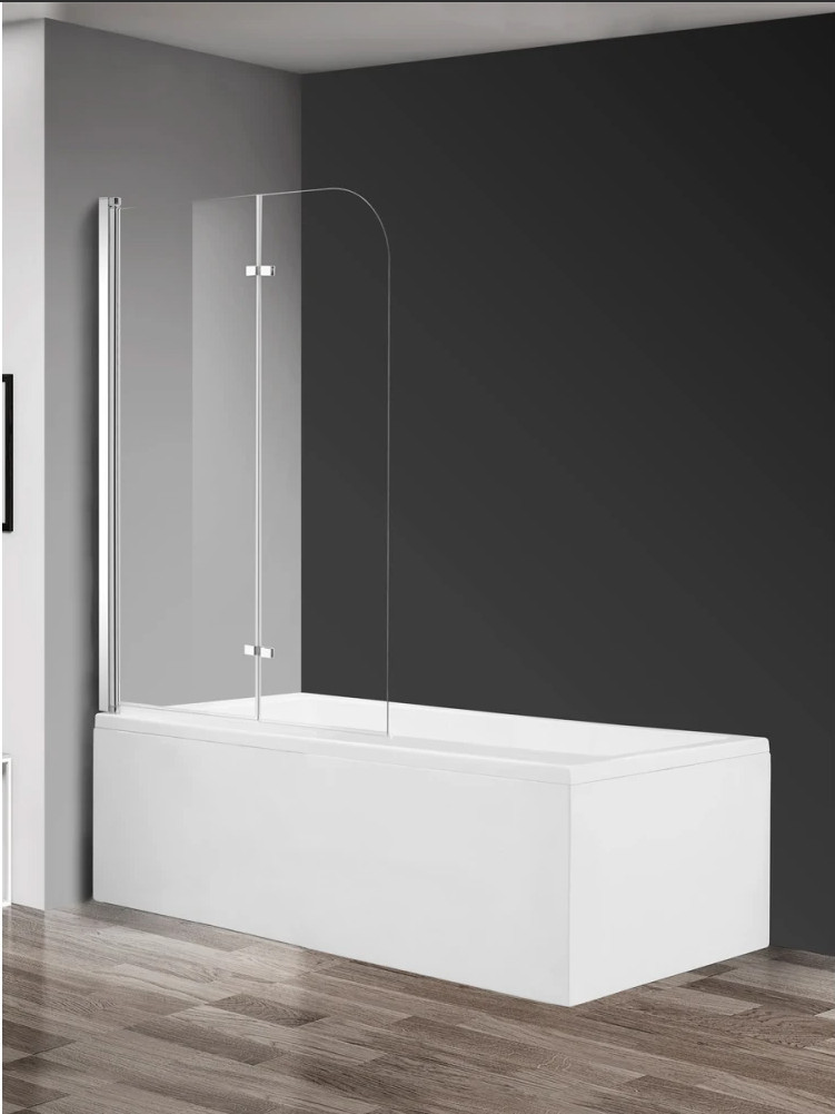 Душевая шторка на ванну 120х140см хром AQUAme AQM2852B