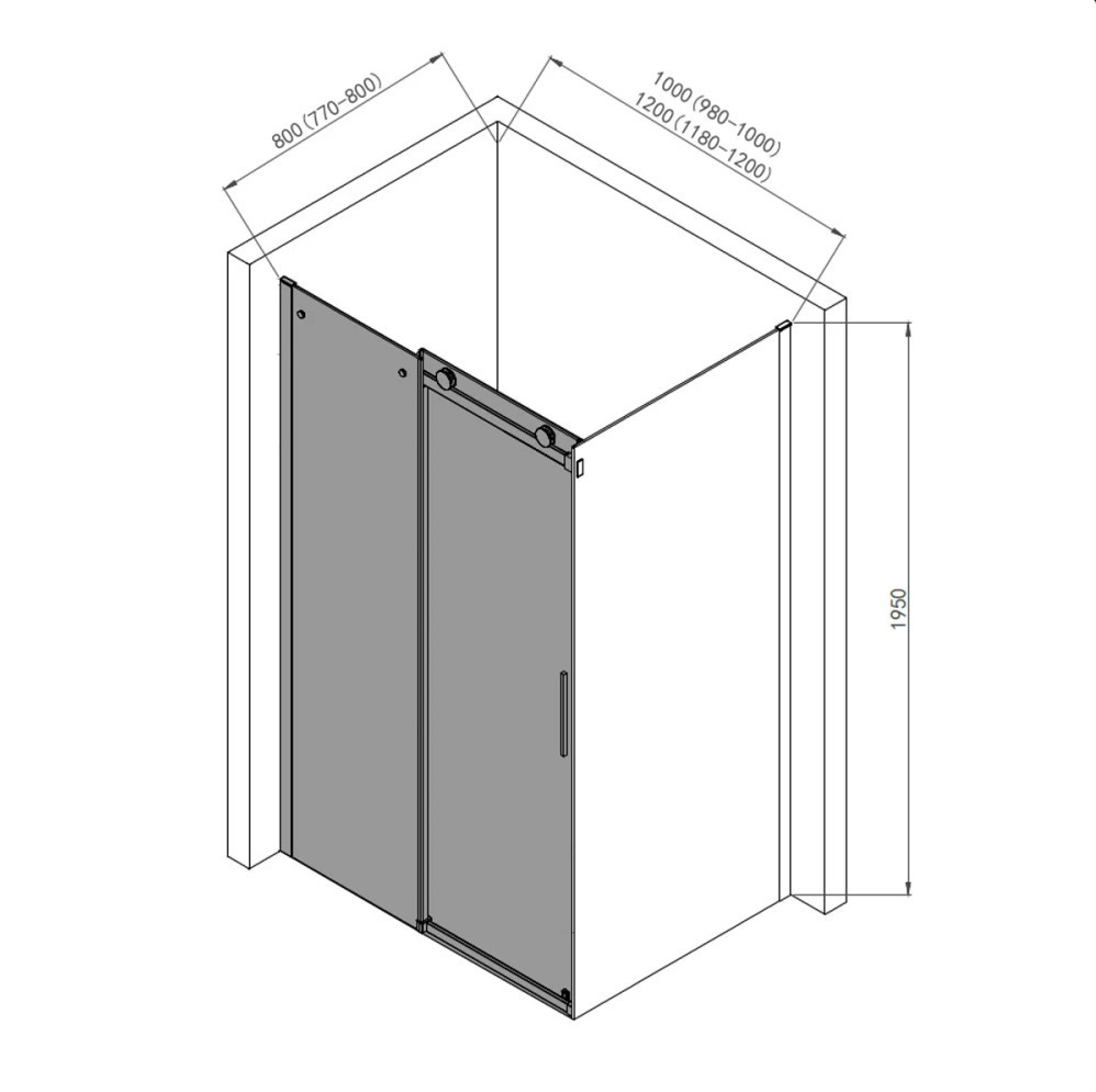 Душевая перегородка хром 80x195см AQUAme AQM4203F