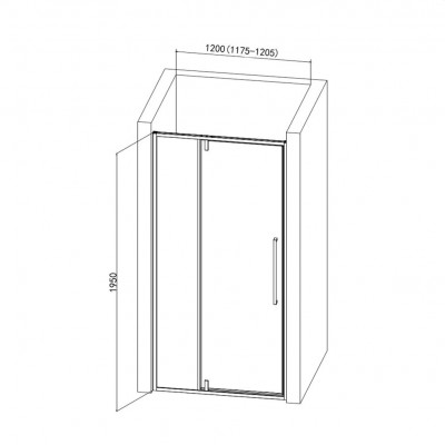 Душевая дверь хром 120x195см AQUAme AQM7108-12