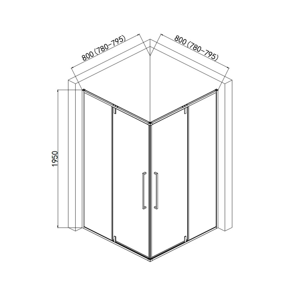 Душевой уголок без поддона черный 80x80см AQUAme AQM7102-2-8