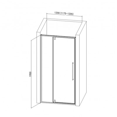 Душевая дверь черная 120x195см AQUAme AQM7108-2-12