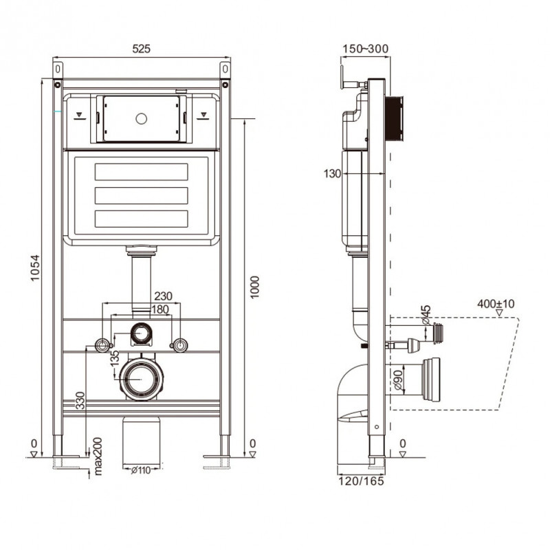 Инсталляция для подвесного унитаза AQUAme AQM4002