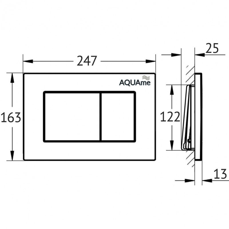 Клавиша смыва для инсталляции матовый хром AQUAme AQM4102S