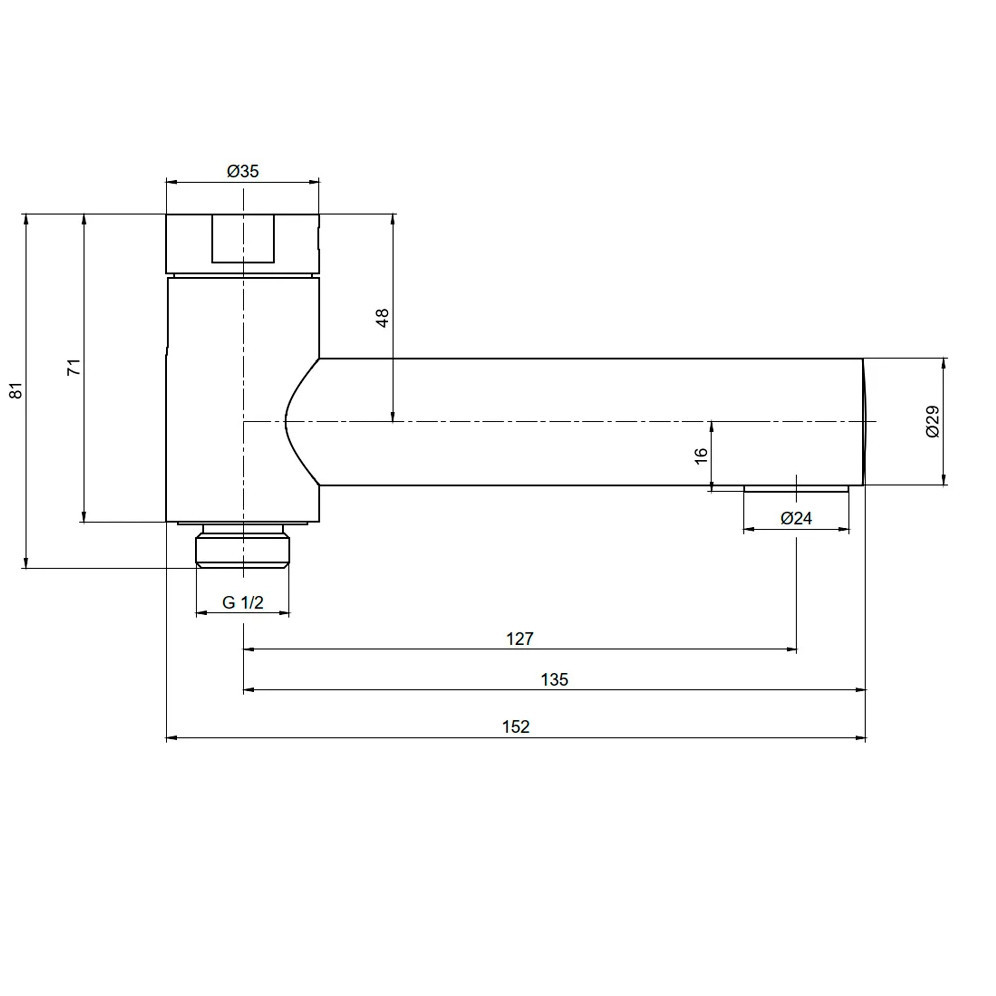 Настенный излив для ванны золото AQUAme AQM8301GG