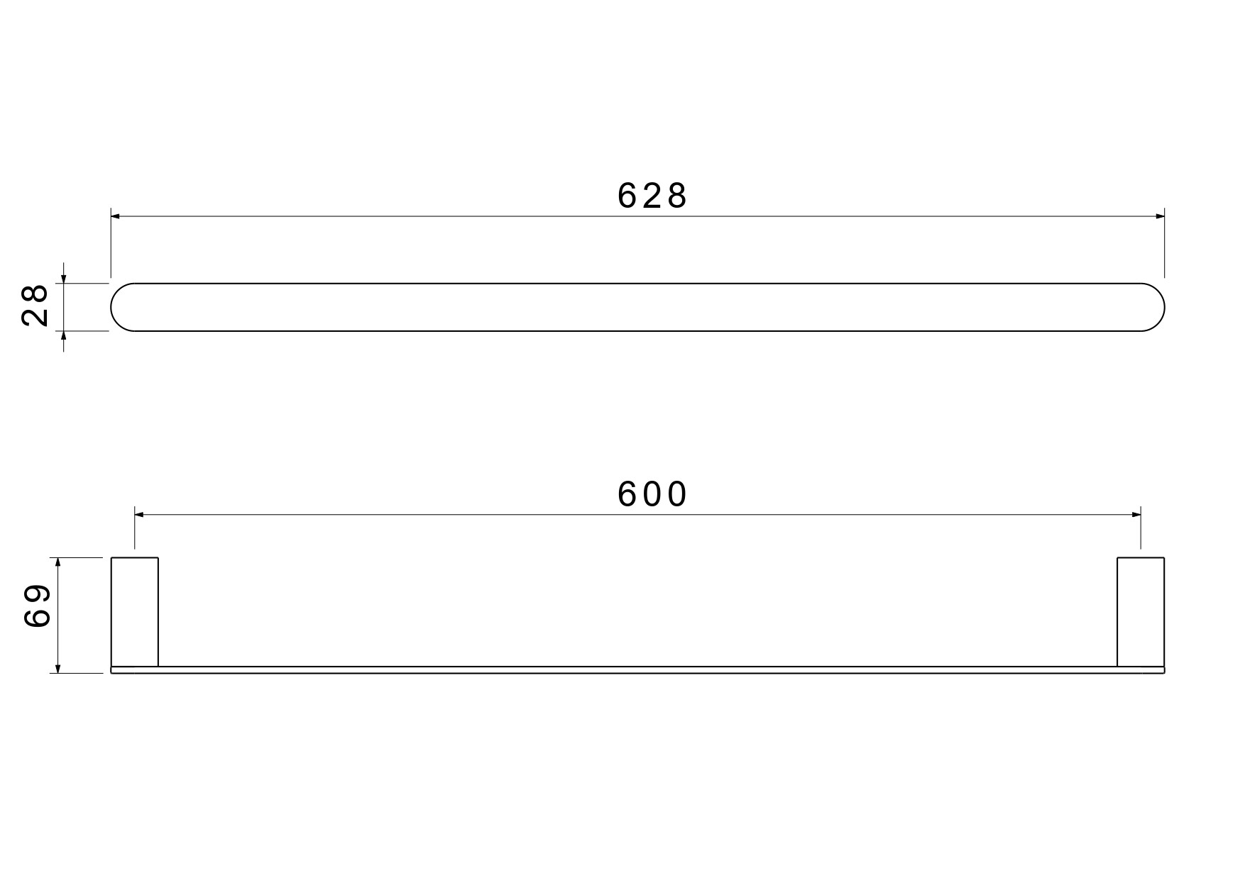 Держатель полотенец "штанга" настенный черный Aquatek Лира AQ4414MB