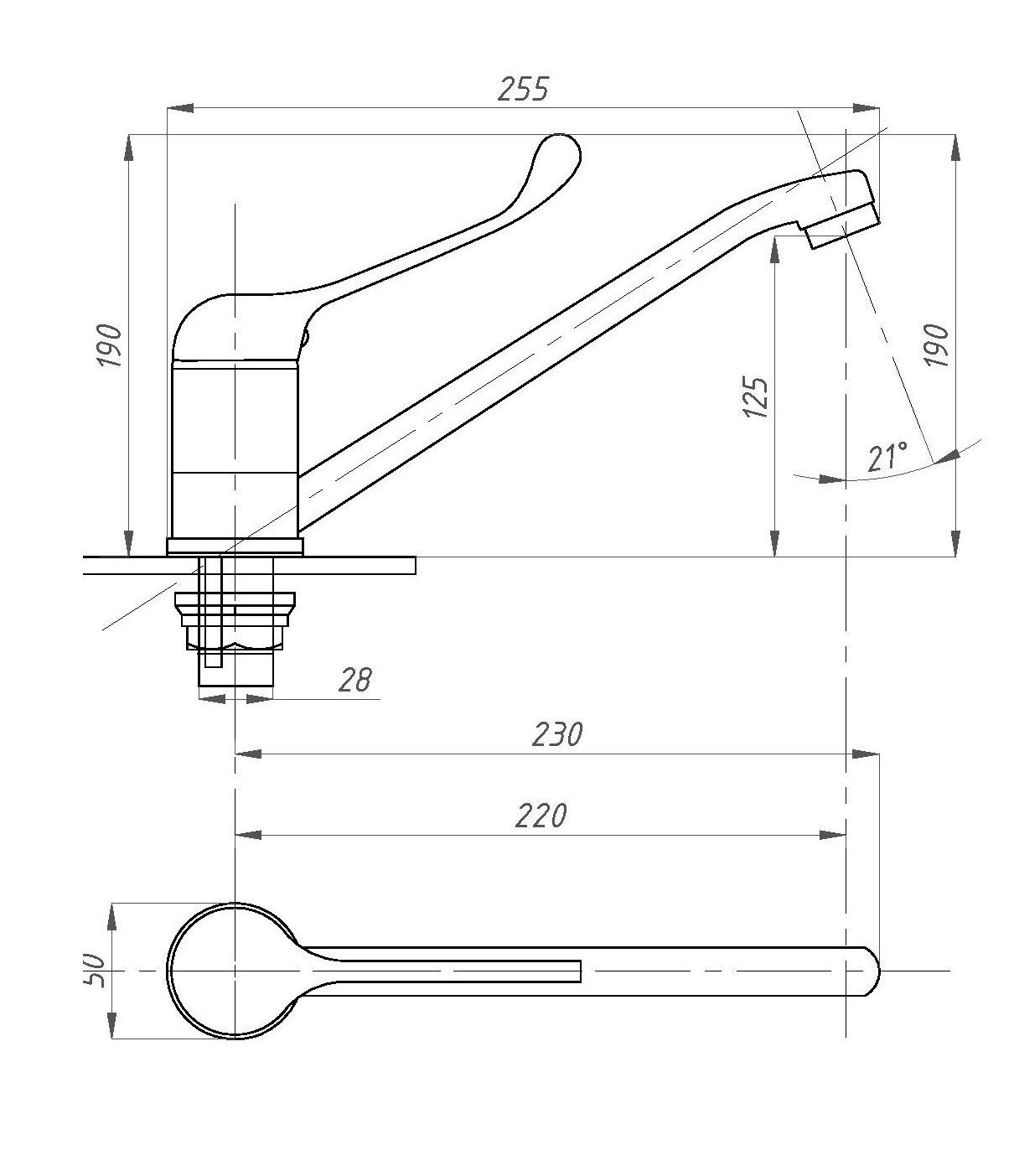 Смеситель для мойки хирургический ПЛЮС ПСМ-425-КТ/055 Профсан PSM-425-055