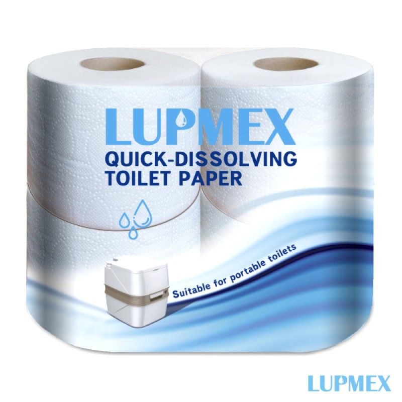 Туалетная бумага LUPMEX 4 рулона быстрорастворимая, белая