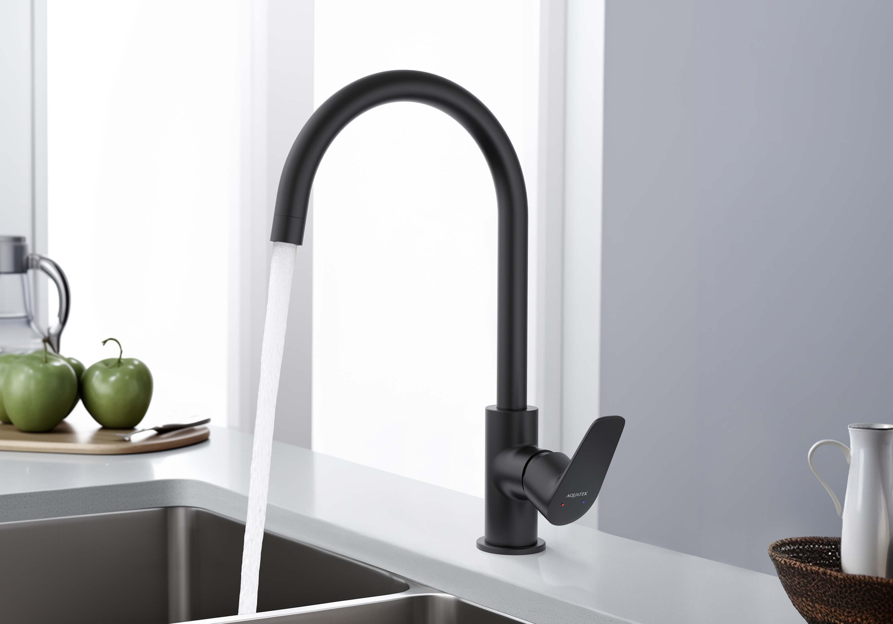 Смеситель для кухни черный Aquatek Бетта AQ1182MB