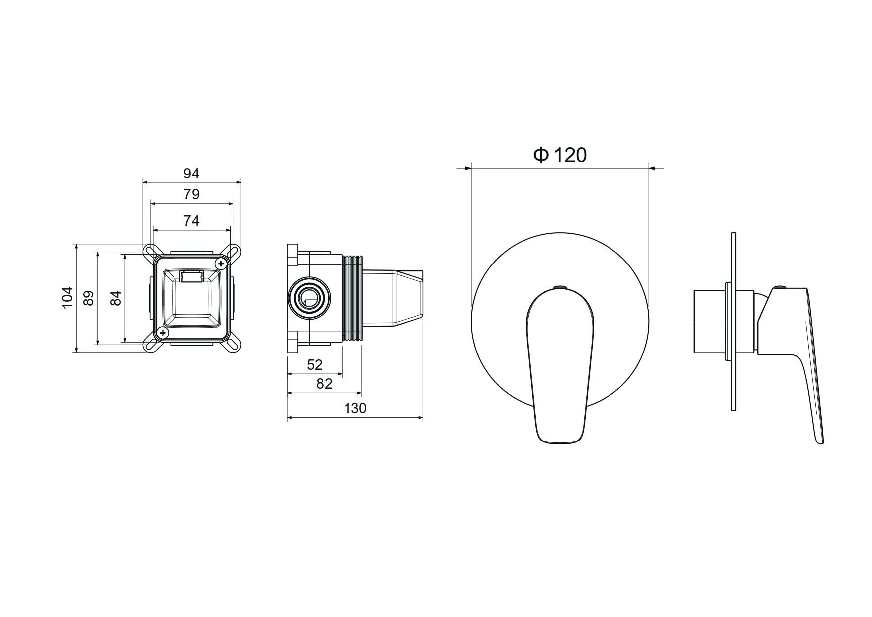 Смеситель для душа встраиваемый хром Aquatek Бетта AQ1166CR