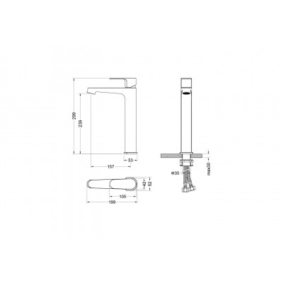 Смеситель для раковины высокий черный Aquatek Оберон AQ1204MB