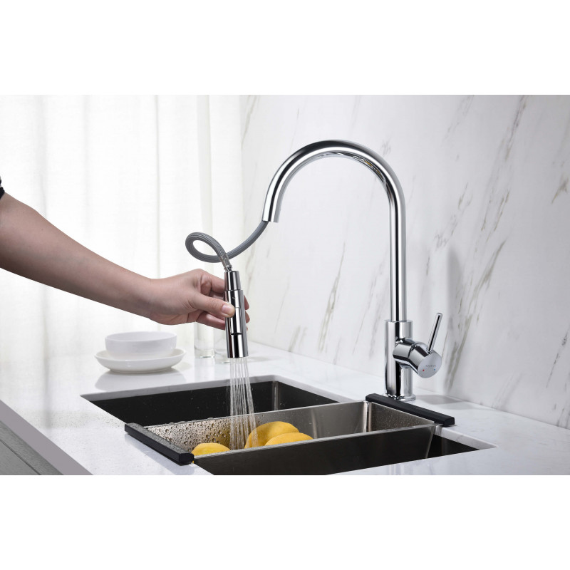 Смеситель для кухни с вытяжным изливом хром Aquatek Европа AQ1384CR