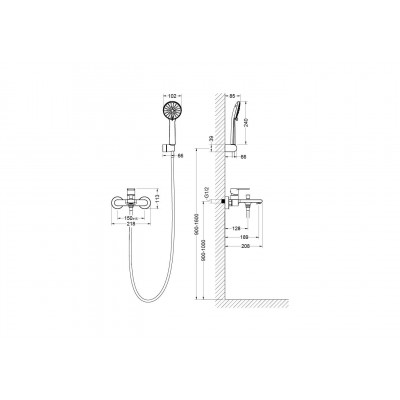 Смеситель для ванны с ручным душем хром Aquatek Лира AQ1449CR