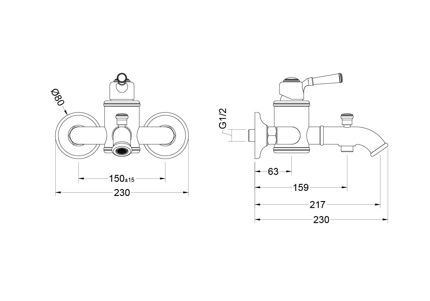 Смеситель для ванны хром Aquatek Классик AQ1540CR