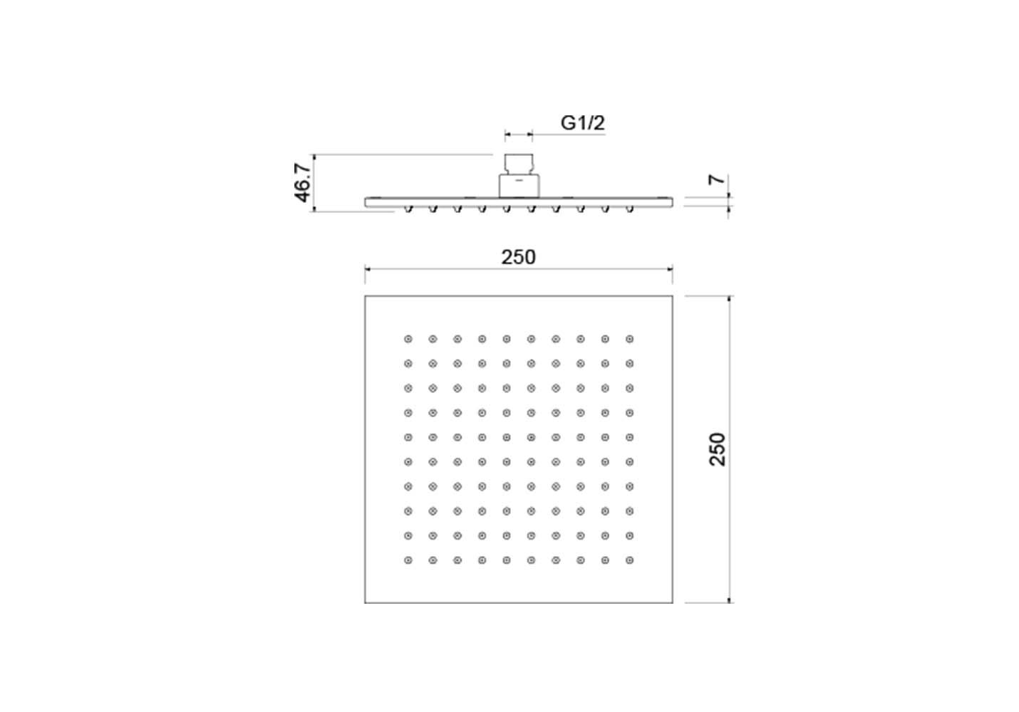 Верхний душ 25х25см черный Aquatek AQ2076MB
