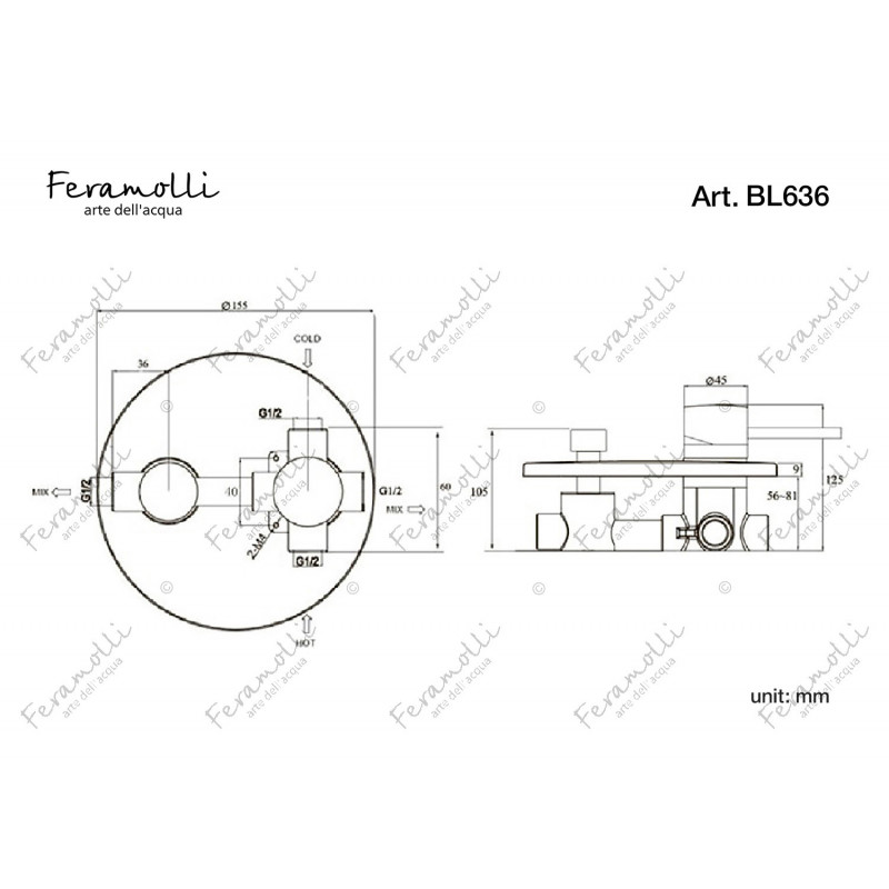 Смеситель для душа встраиваемый черный Feramolli BL636