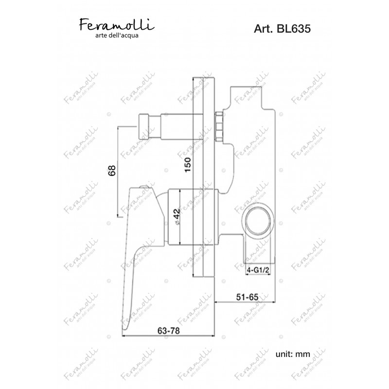 Смеситель для душа встраиваемый черный Feramolli BL635