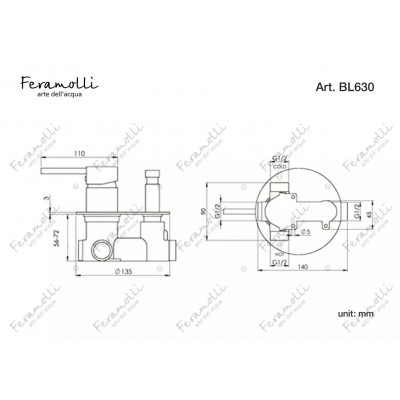 Смеситель для душа встраиваемый черный Feramolli BL630