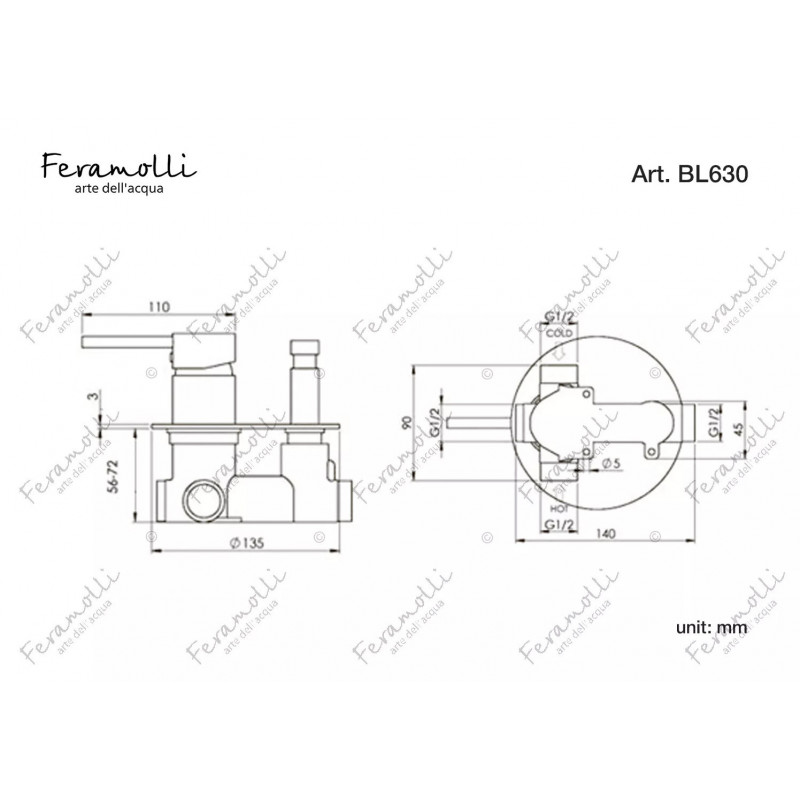 Смеситель для душа встраиваемый черный Feramolli BL630