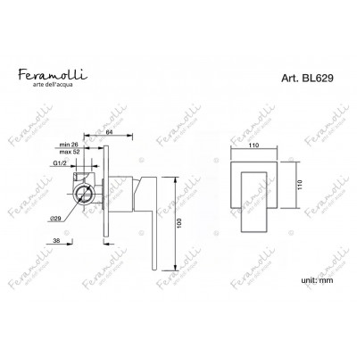 Смеситель для душа встраиваемый черный Feramolli BL629