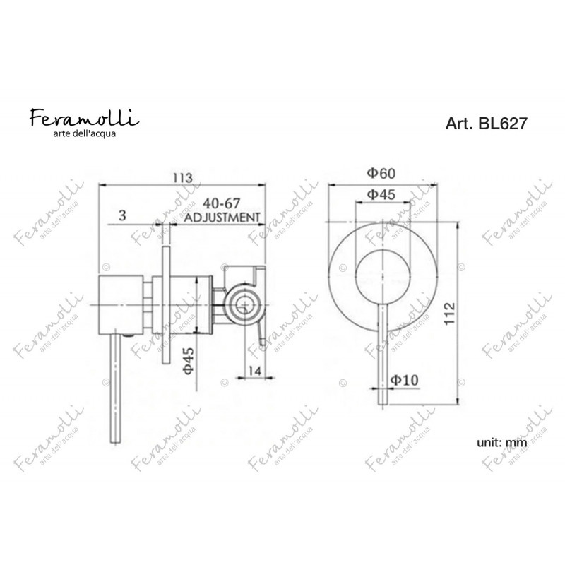 Смеситель для душа встраиваемый черный Feramolli BL627