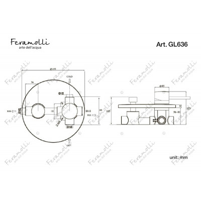 Смеситель для душа встраиваемый золото Feramolli GL636