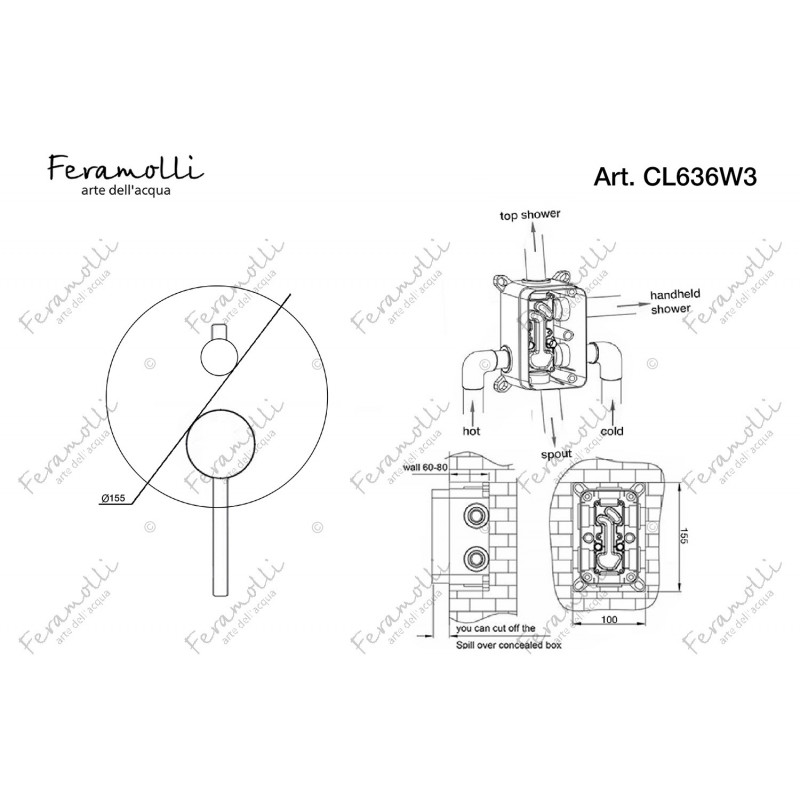 Смеситель для душа встраиваемый хром Feramolli CL636W3