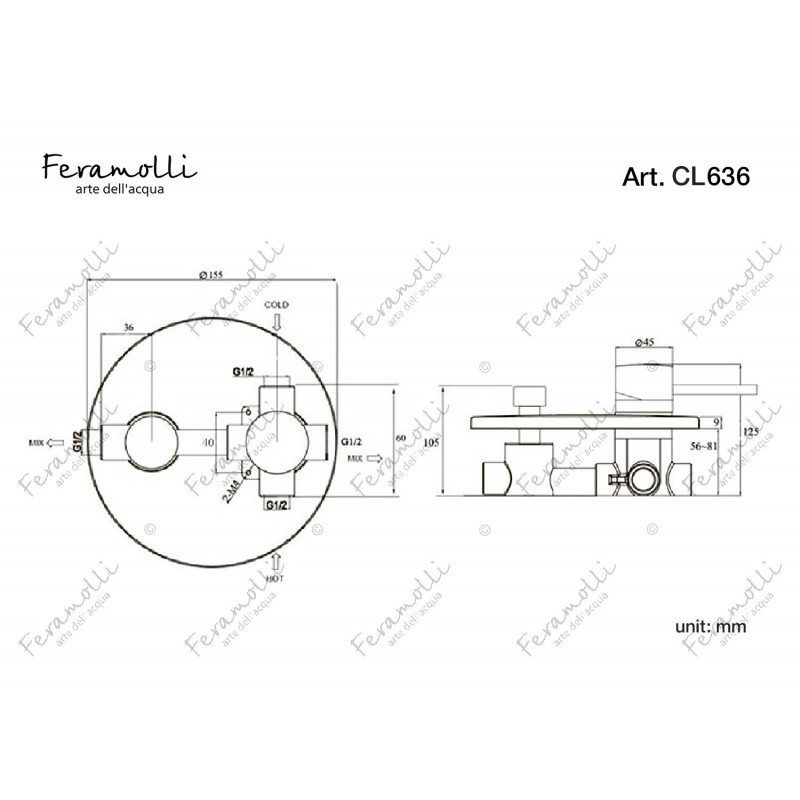 Смеситель для душа встраиваемый хром Feramolli CL636