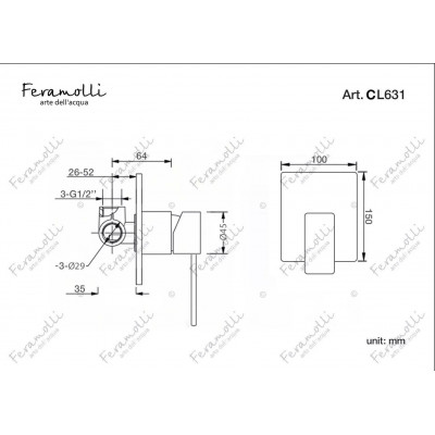 Смеситель для душа встраиваемый хром Feramolli CL631
