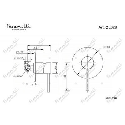 Смеситель для душа встраиваемый хром Feramolli CL628