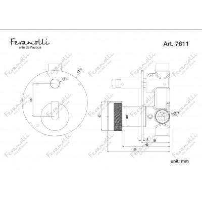 Смеситель для душа встраиваемый хром с мрамором Feramolli CS7811MSN