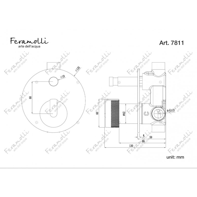 Смеситель для душа встраиваемый белый Feramolli BO7811S