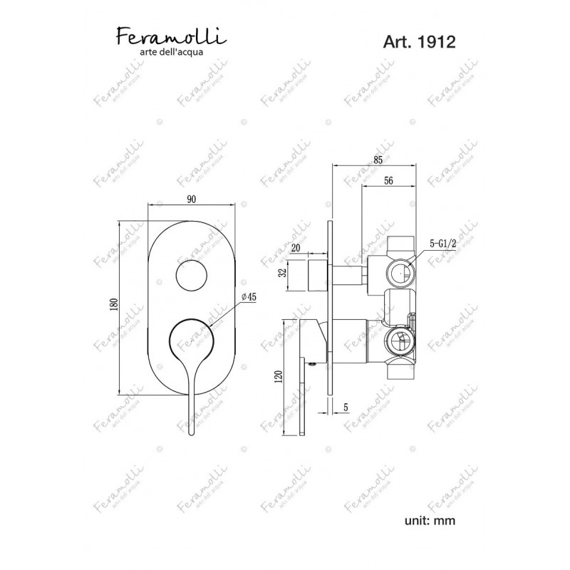 Смеситель для душа встраиваемый серый Feramolli NS1912