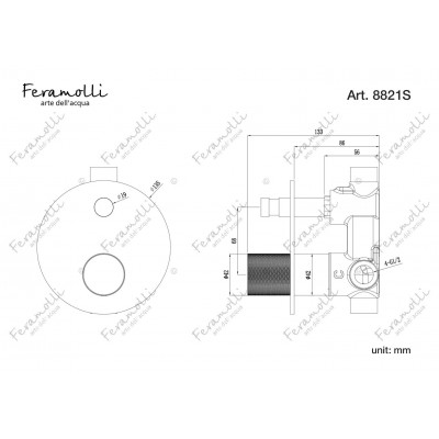 Смеситель для душа встраиваемый матовый хром Feramolli NOS8821S