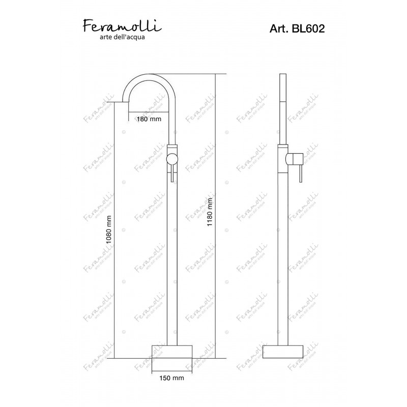 Смеситель для раковины напольный черный Feramolli BL602