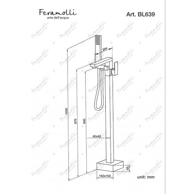 Смеситель для ванны напольный черный Feramolli BL639