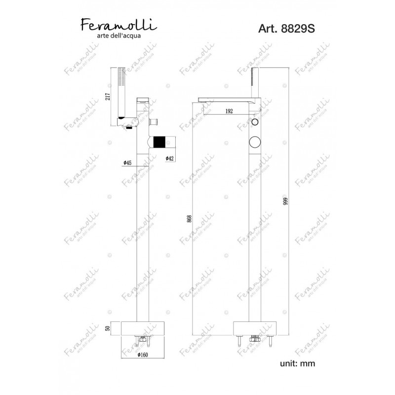 Смеситель для ванны напольный золото Feramolli OS882F