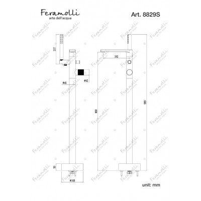 Смеситель для ванны напольный розовое золото Feramolli ORS8829S