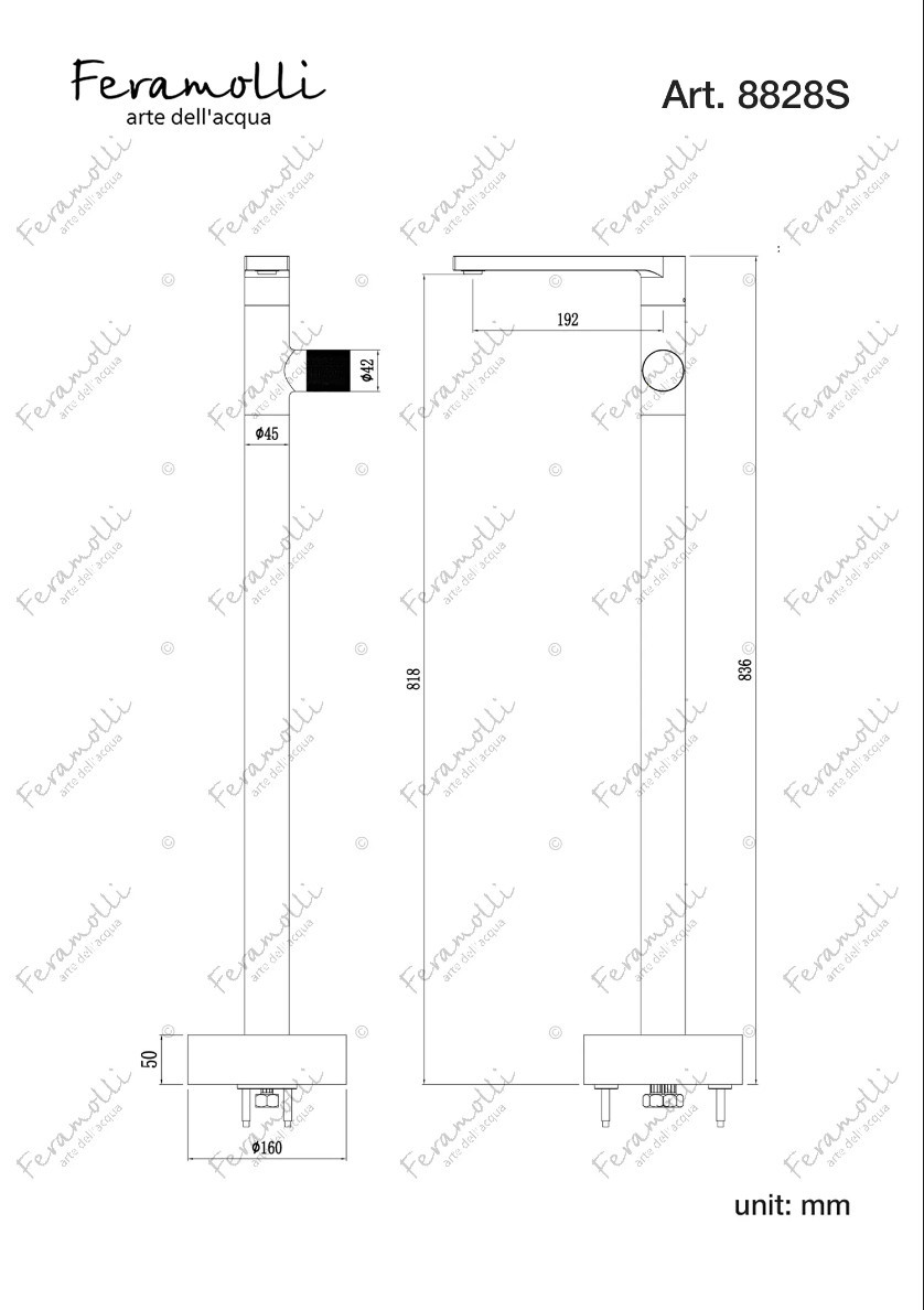 Смеситель для ванны напольный черный Feramolli NS8828S