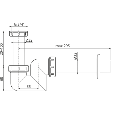 Сифон для умывальника и биде DN32 Alca Drain A45F-DN32 пластик, белый