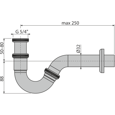 Сифон для биде DN32 металл Alca Drain A45G хром