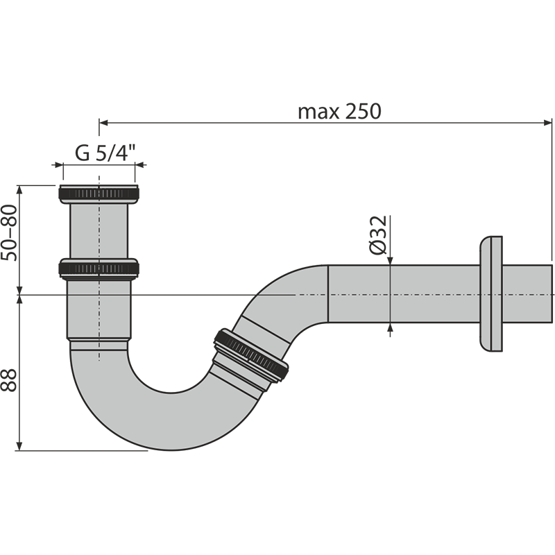 Сифон для биде DN32 металл Alca Drain A45G хром