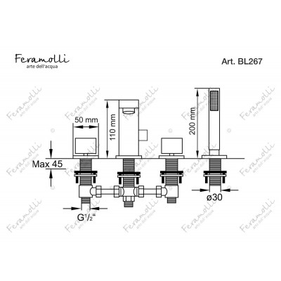 Смеситель на борт ванны золото Feramolli GL267
