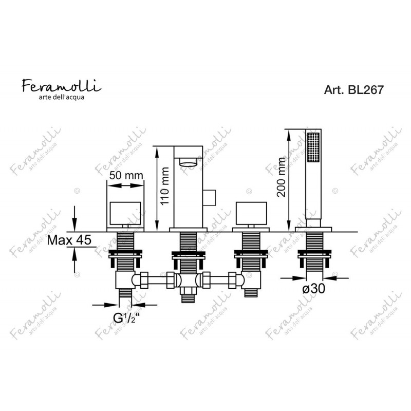 Смеситель на борт ванны золото Feramolli GL267