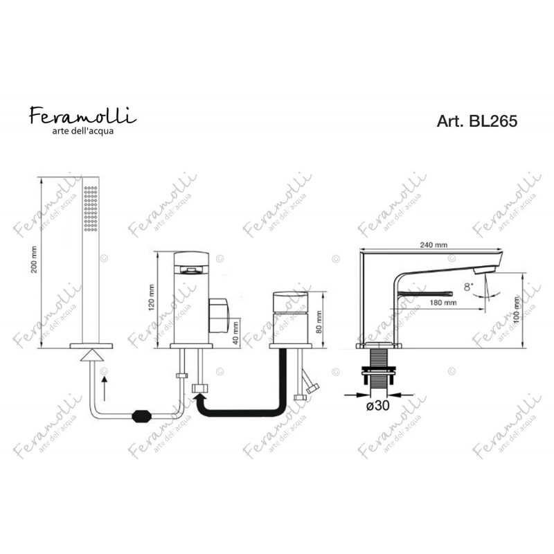 Смеситель на борт ванны золото Feramolli GL265