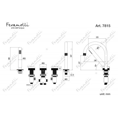 Смеситель на борт ванны белый Feramolli BO7815S