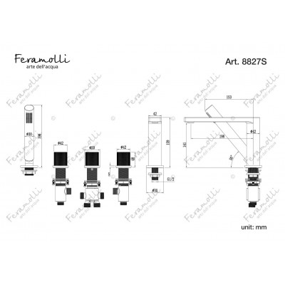 Смеситель на борт ванны черный Feramolli NS8827S